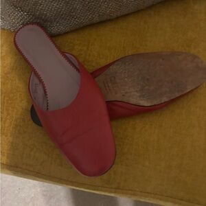 J. Crew Red Suede Mules Elegant Slip-On Design
